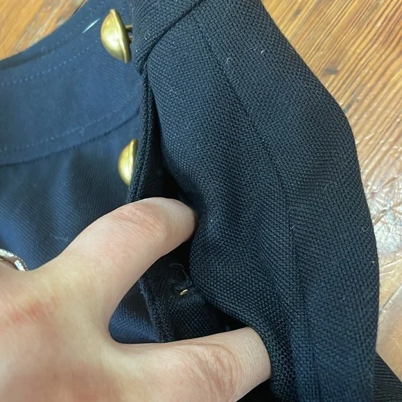 Anne Taylor Loft Sailor Pencil Black and Gold Skirt with gold buttons size 2 - Picture 6 of 10